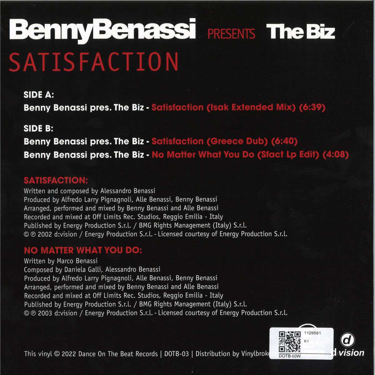 BENNY BENASSI pres. The Biz - Satisfaction EP