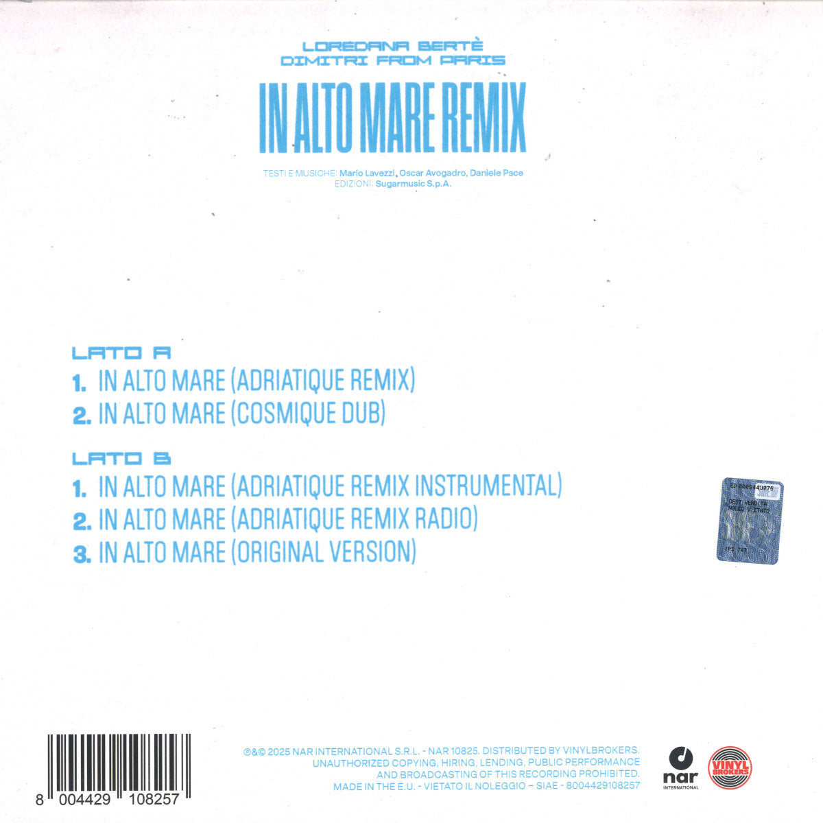 Loredana Bertè - In Alto Mare - Dimitri From Paris Remixes