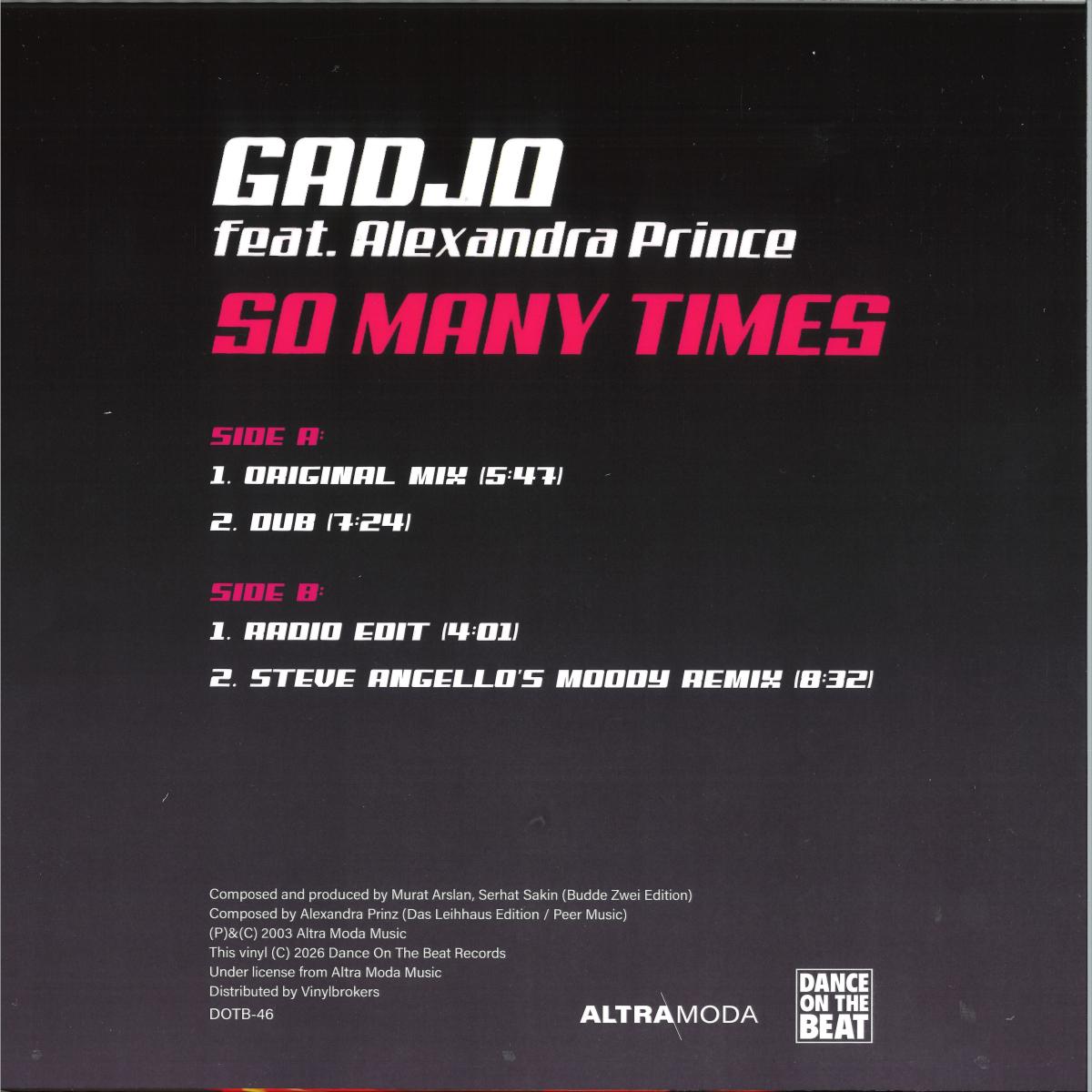 Gadjo feat. Alexandra Prince - So Many Times (Limited Translucent Pink 12" Vinyl)