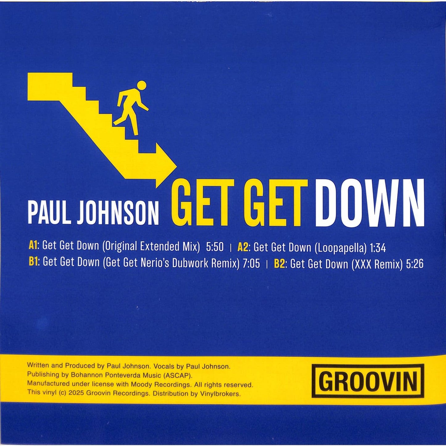PAUL JOHNSON - GET GET DOWN - Limited Blue 12" Vinyl Release