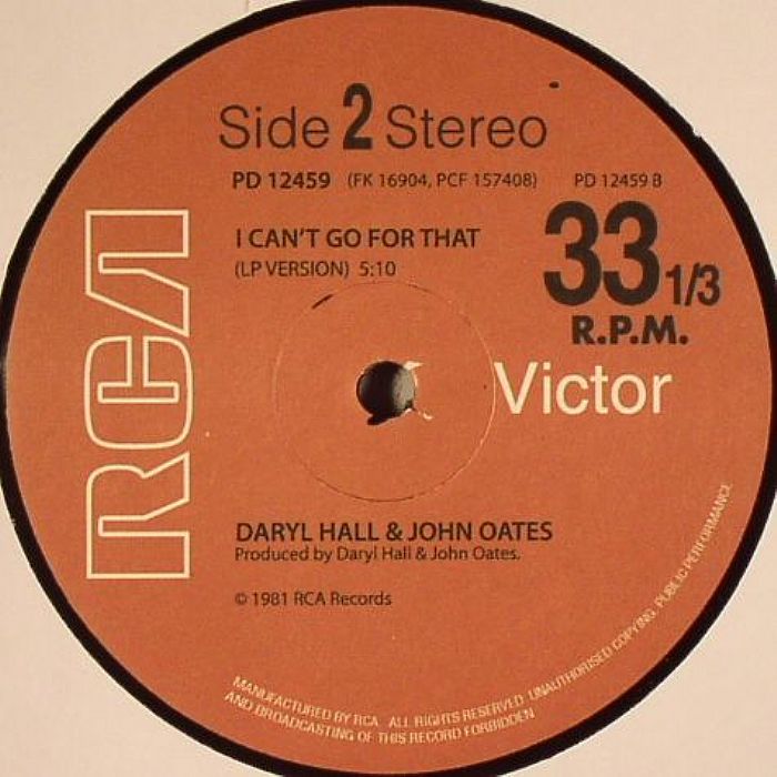 DARYL HALL & JOHN OATES - I Can't Go For That - Limited Release 12"