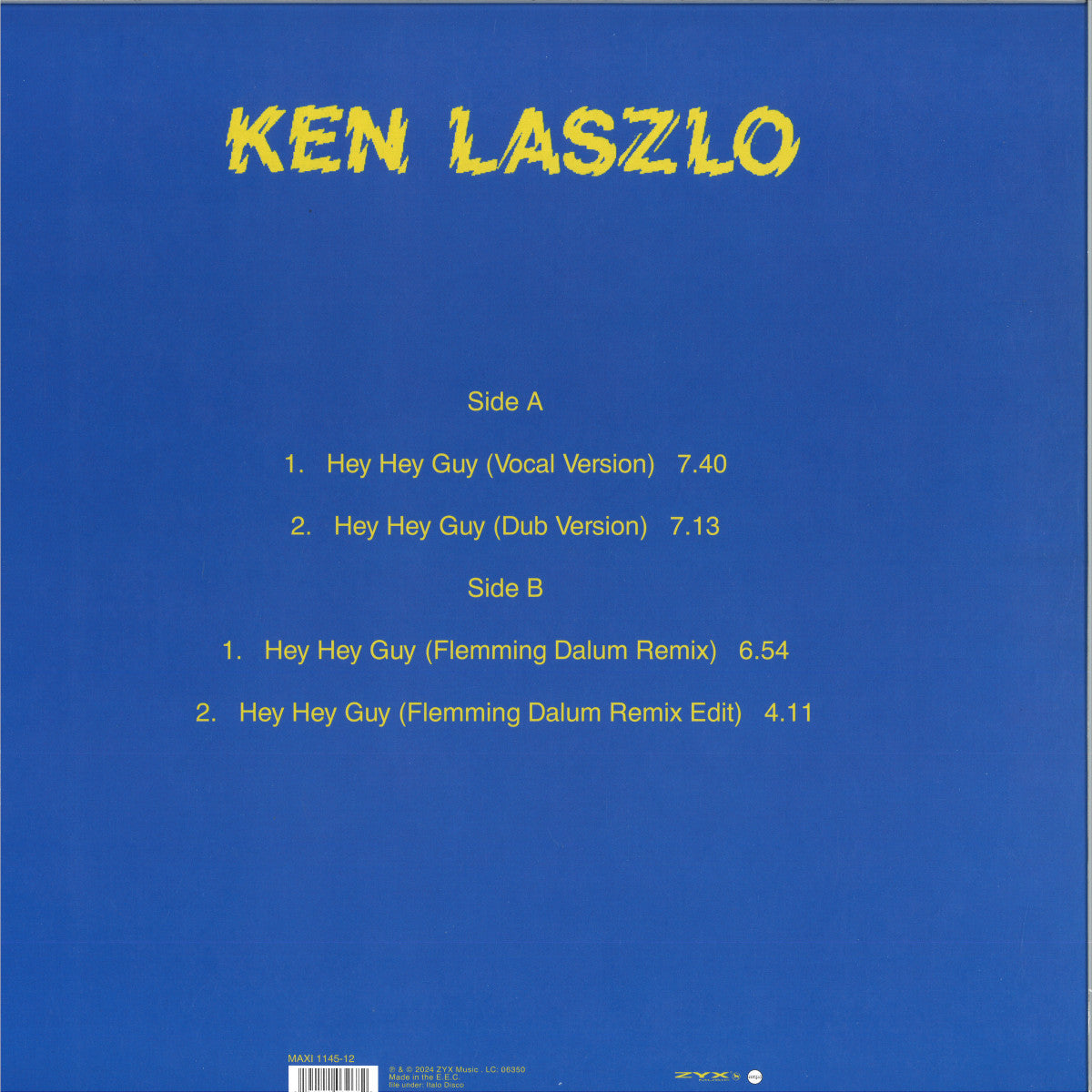 KEN LASZLO - HEY HEY GUY - Limited 12" Coloured Pink Vinyl