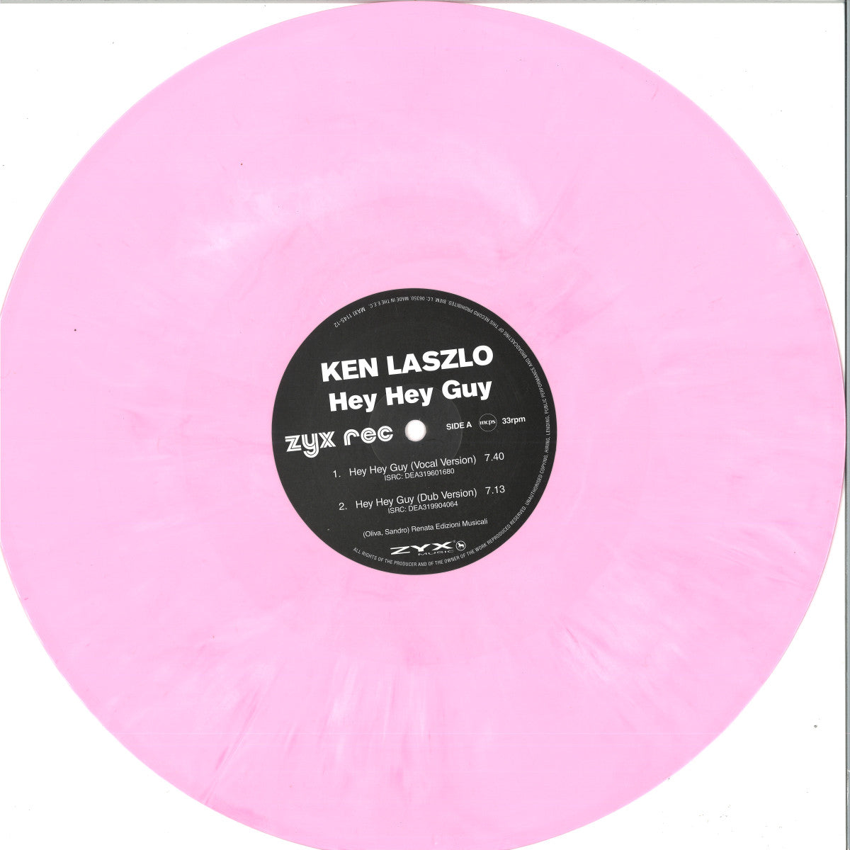 KEN LASZLO - HEY HEY GUY - Limited 12" Coloured Pink Vinyl