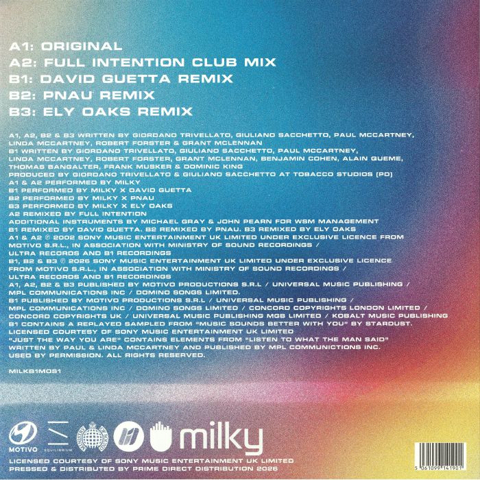 MILKY - Just The Way You Are - Limited Red, Yellow & Blue Tri-Colour Stripe Vinyl 12"