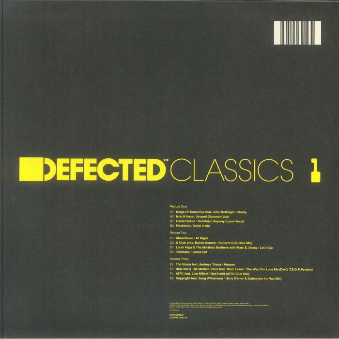 VARIOUS  - Defected Classics Vol 1 - 3xLP In Debossed Spot-Varnished Sleeve