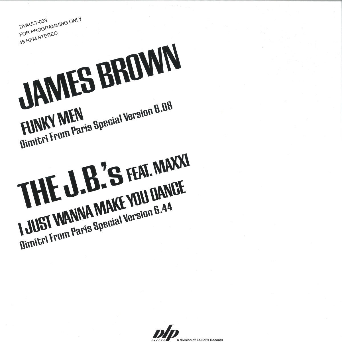 James Brown And The JB's - Special Versions By Dimitri From Paris
