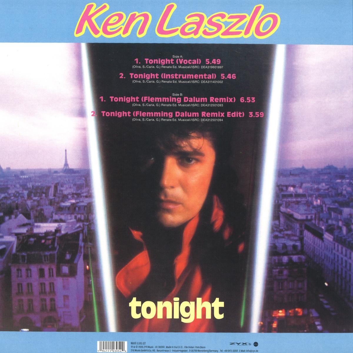 KEN LASZLO  - Tonight Limited Re-Issue On Coloured Vinyl 12"