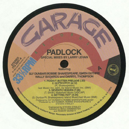 Larry LEVAN -  Padlock Special Mixes Ft. Sly Dunbar, Robbie Shakespeare, Gwen Guthrie, Wally Badarou, Darryl Thompson: