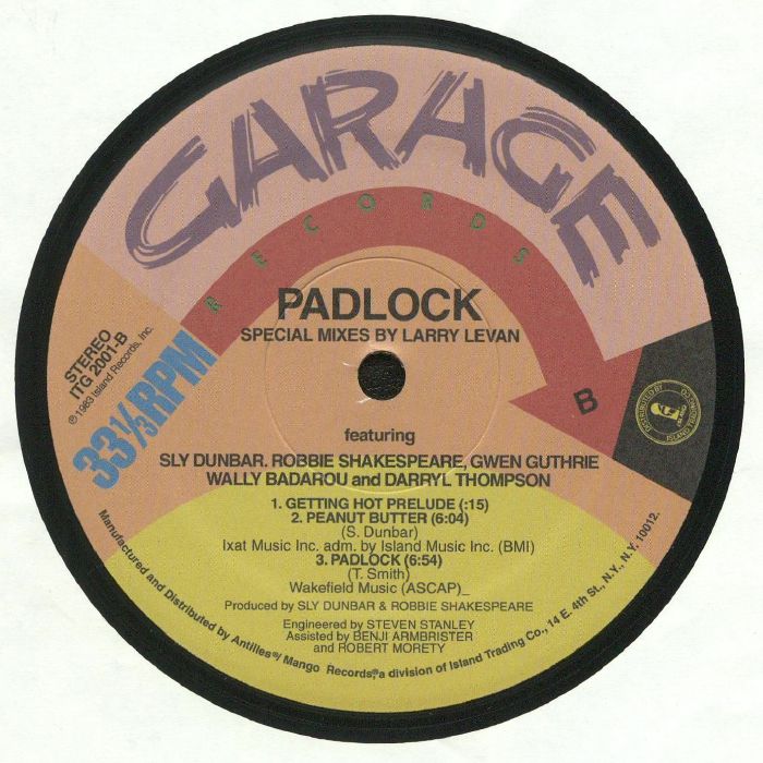 Larry LEVAN -  Padlock Special Mixes Ft. Sly Dunbar, Robbie Shakespeare, Gwen Guthrie, Wally Badarou, Darryl Thompson: