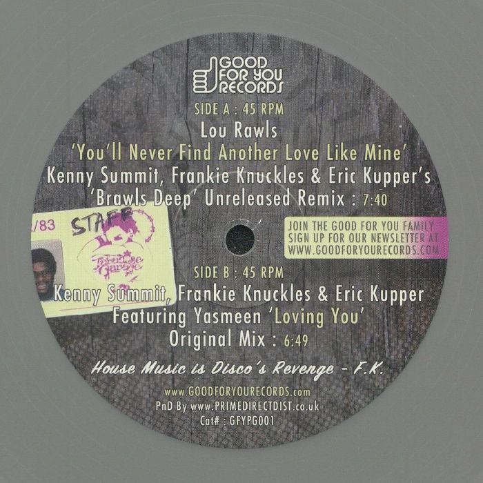 Lou RAWLS / KENNY SUMMIT / FRANKIE KNUCKLES / ERIC KUPPER - You'll Never Find Another Love Like Mine - Limited Grey Vinyl