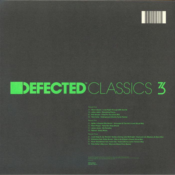 VARIOUS  - Defected Classics Vol 3 - 3xLP In Debossed Spot-Varnished Sleeve